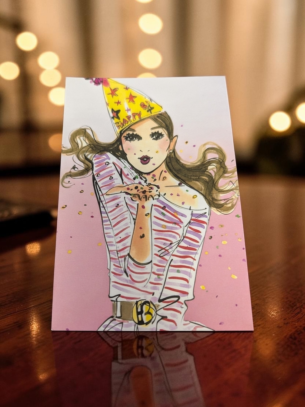 Henri Bendel Izak Zenou Party Hat Blowing Confetti Card Postcard Art Print